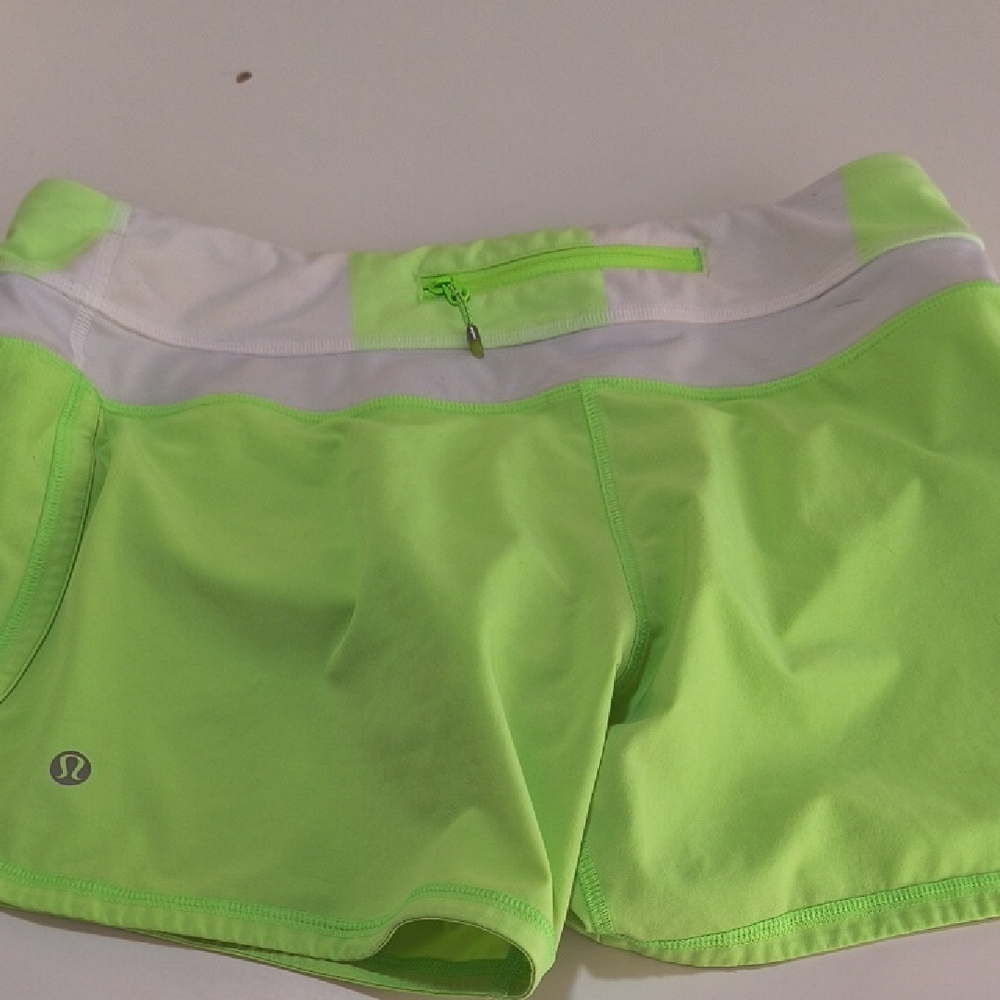 lululemon athletica Neon Green and White Athletic Shorts